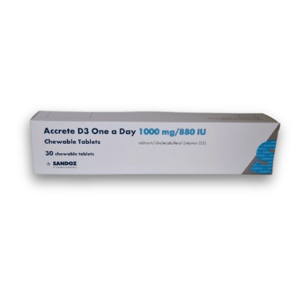 Accrete D3 One-A-Day 1000mg/880IU Chewable 30 Tablets