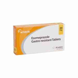 Box of Esomeprazole Tablets for treating acid reflux and ulcers