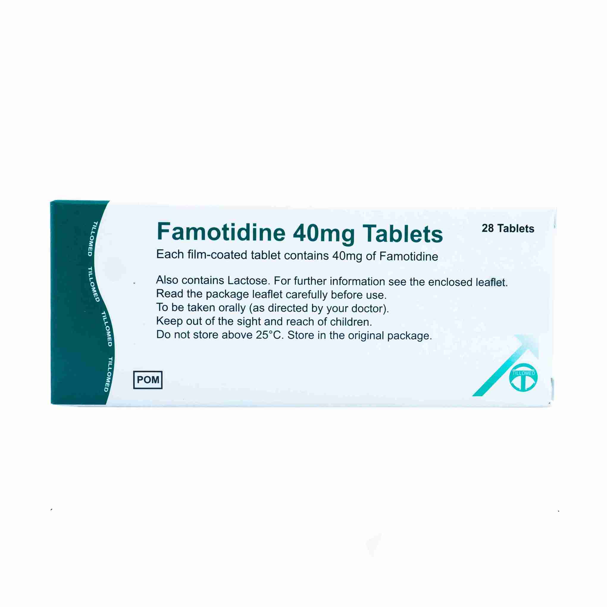 Box of Famotidine 20 mg tablets for acid reflux relief