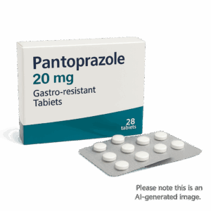 Box of Pantoprazole tablets for acid reflux treatment