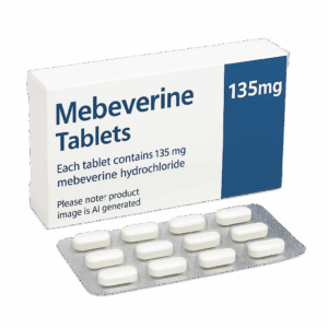 Box of Mebeverine 135mg Tablets for IBS symptom relief