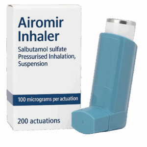 Box of Airomir Inhaler 100mcg for asthma relief