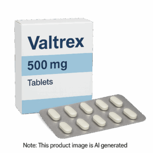 Box of Valtrex 500mg Tablets used for herpes and shingles