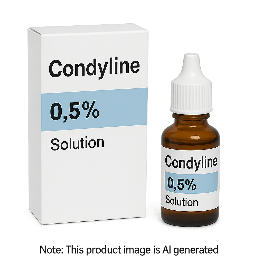 Box of Condyline 0.5% Solution for genital wart treatment