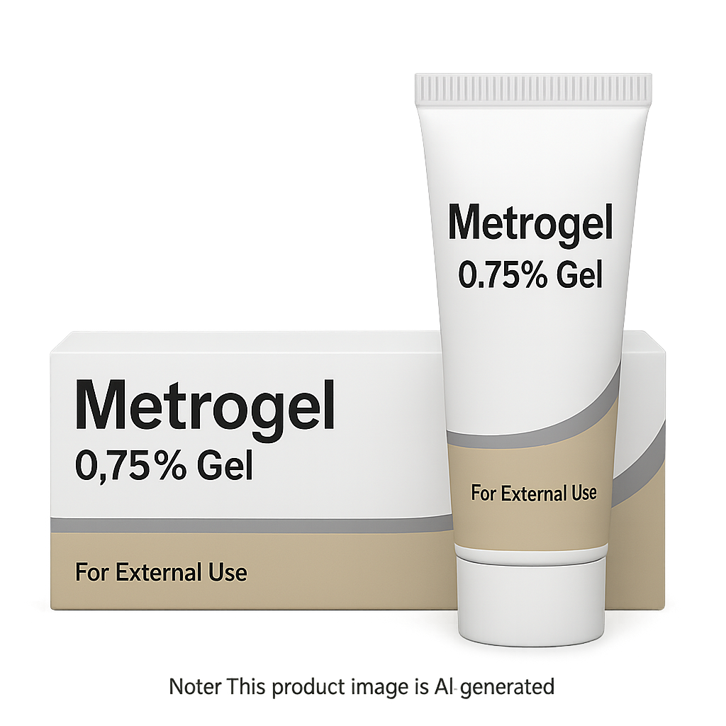 Box of Metrogel 0.75% Gel used to treat rosacea symptoms