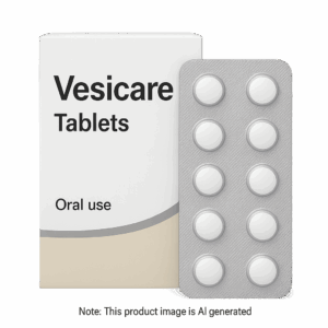 Box of Vesicare Tablets used to treat overactive bladder