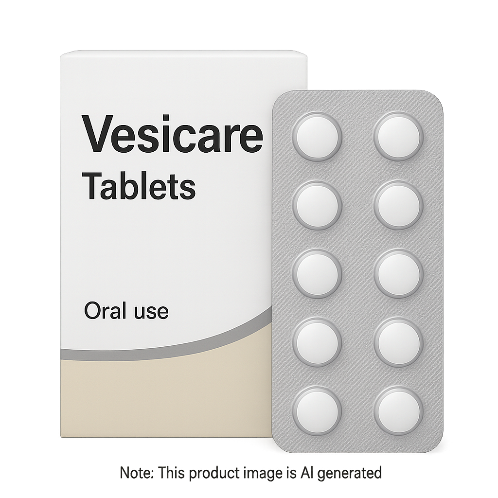 Box of Vesicare Tablets used to treat overactive bladder