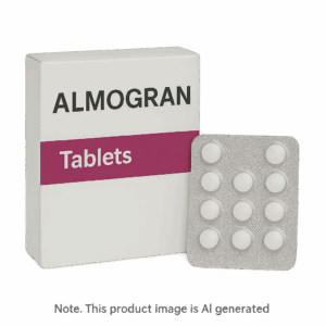 Box of Almogran Tablets for migraine treatment