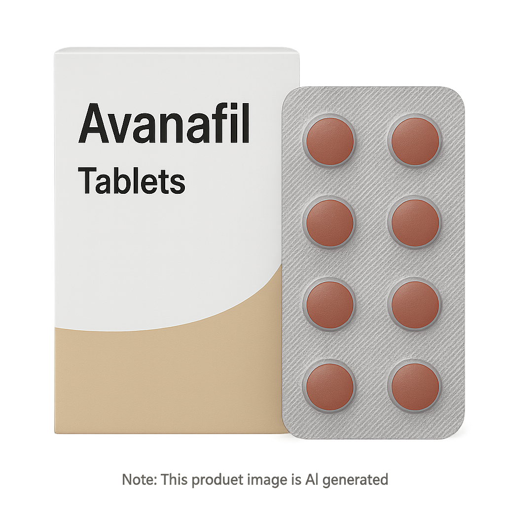 Box of Avanafil Tablets used to treat erectile dysfunction