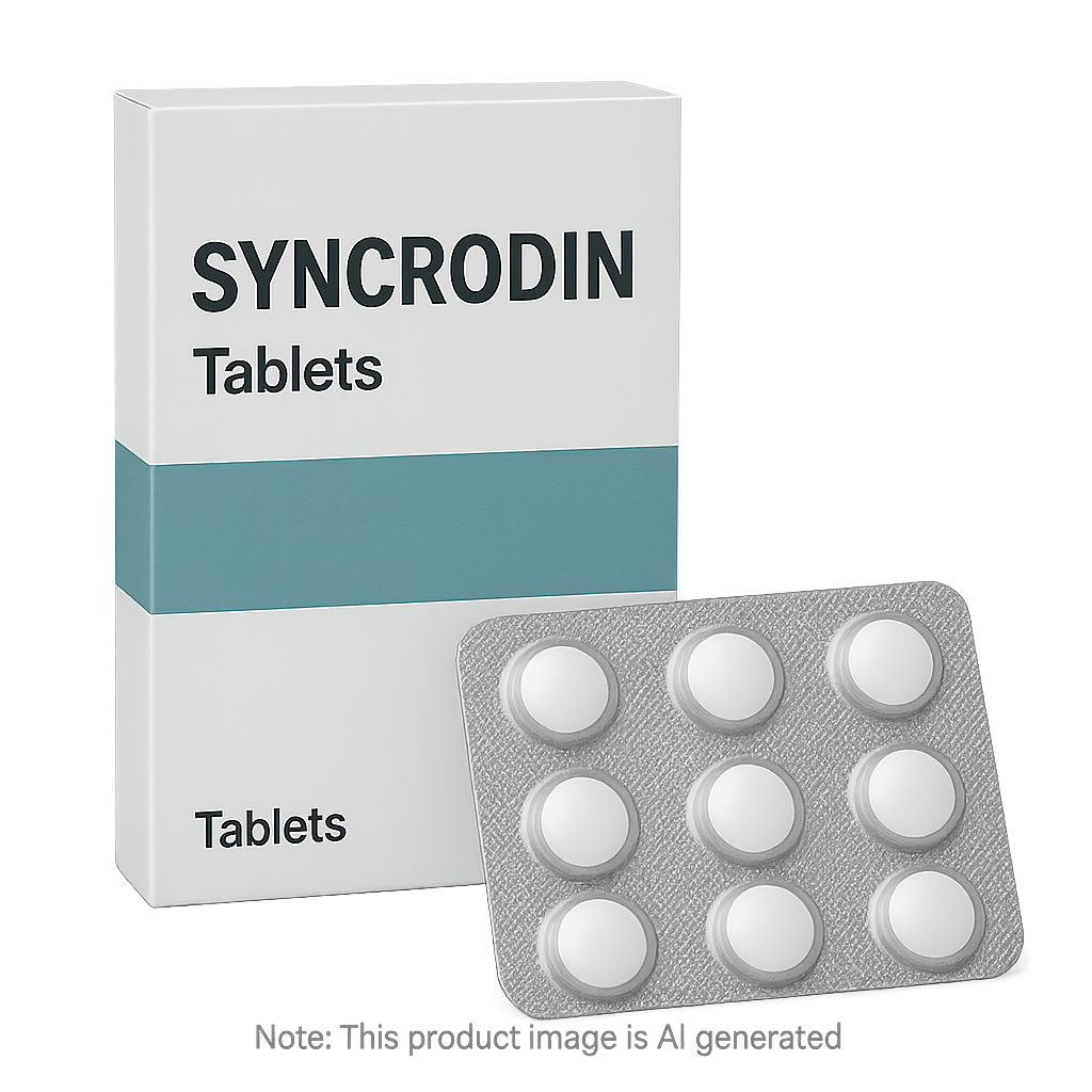 Box of Syncrodin Tablets used to treat insomnia and sleep disturbance