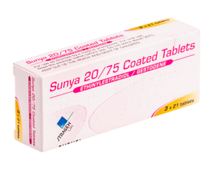 Box of Sunya Tablets used for contraception